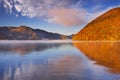 Lake Chuzenji, Japan at sunrise in autumn